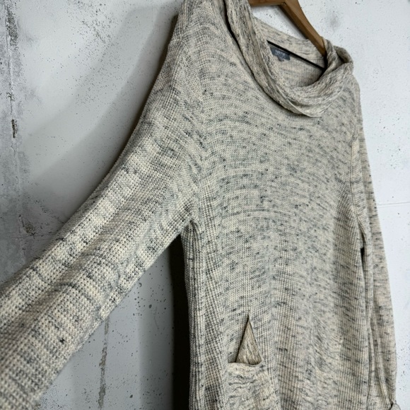 Habitat Cream Gray Speckled Cowl Neck Oversize Tunic Sweater Boucle Knit XL - Picture 6 of 12